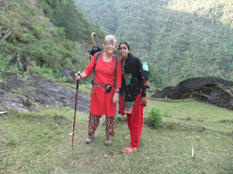 Sarita and I in our colourful trekking gear