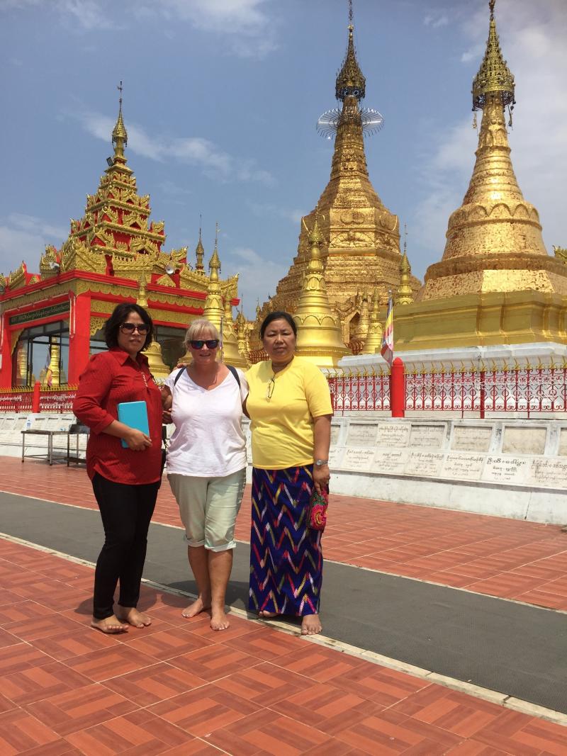 Me, the Principle (right) and her sister-in-law (left) on our travels in Myanmar